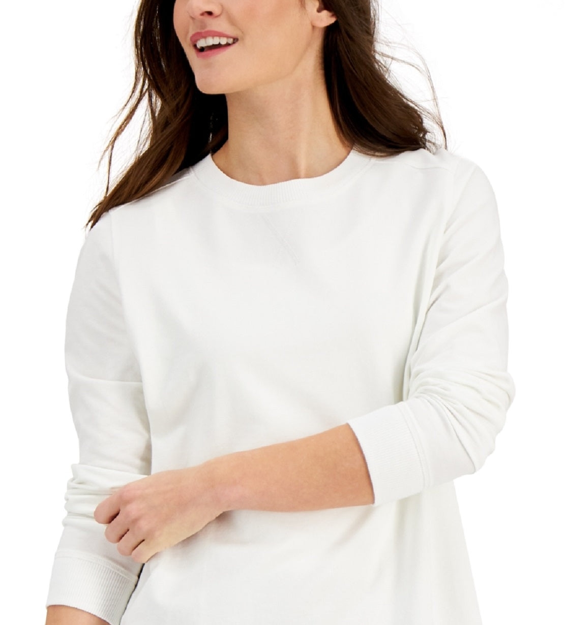 Karen Scott Women's Cotton High Low Sweatshirt White Size X-Large