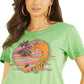 GUESS Women's Desert Tiger Graphic Print T-Shirt Green Size X-Large