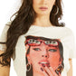 GUESS Women's Cotton Printed Graphic T-Shirt White Size Large