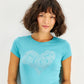 GUESS Women's Embellished Heart T-Shirt Blue Size Small