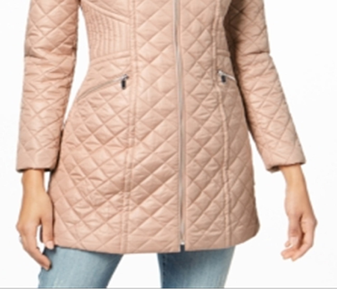 Via Spiga Women's Hooded Quilted Coat Pink Size X-Small