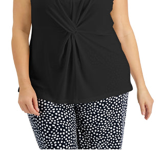 Alfani Women's Twisted Tank Top Black Size 2X