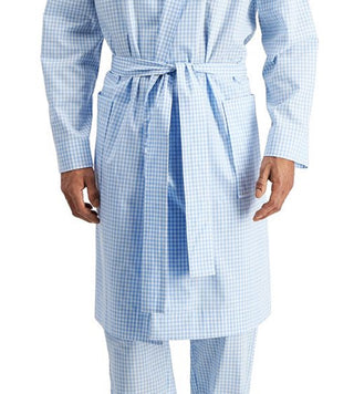 Club Room Men's Medium Gingham Woven Robe Blue Size Large
