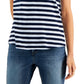 Style & Co Women's Striped Cotton T-Shirt Blue Size Petite Small