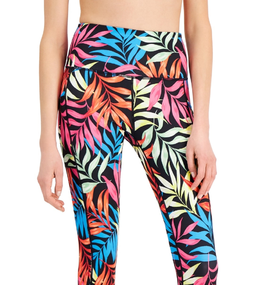 ID Ideology Women's Fern Side Pocket 7/8 Leggings Black Size Petite Small