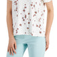 Alfani Women's Printed Crewneck Top Orange Size Petite Small