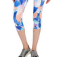 ID Ideology Women's Compression Petal Print Side Pocket Cropped Leggings Blue Size Petite Small