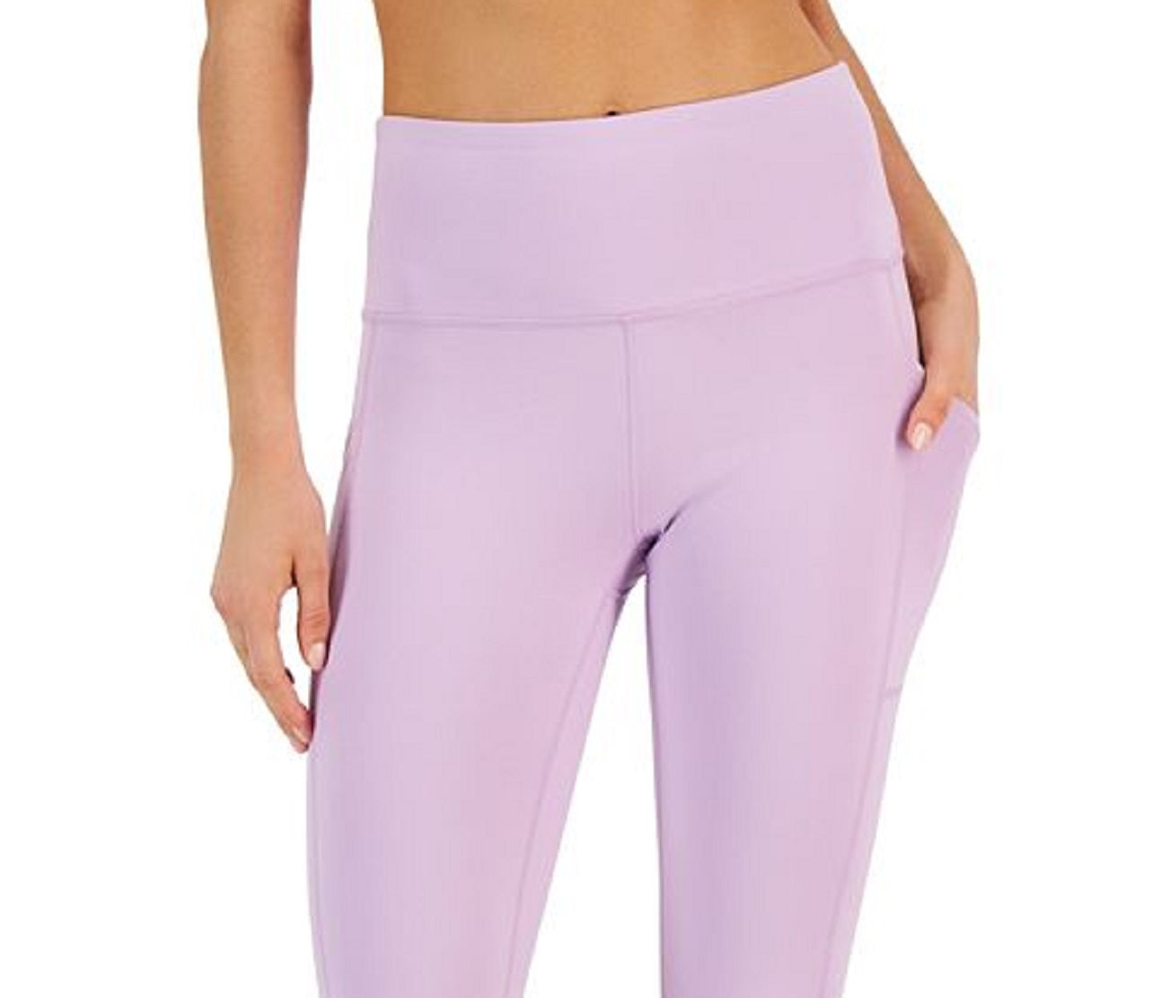 ID Ideology Women's Compression High Rise Side Pocket Cropped Leggings Purple Size Medium