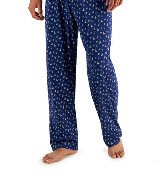Club Room Men's 2 Pc Solid T-Shirt & Printed Pants Pajama Set Blue Size Small