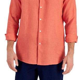 Club Room Men's Linen Shirt Orange Size Large