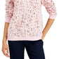 Karen Scott Women's Summer Blooms Printed Fleece Top Pink Size X-Large
