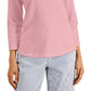 Karen Scott Women's Studded Johnny Collar Top Pink Size Large