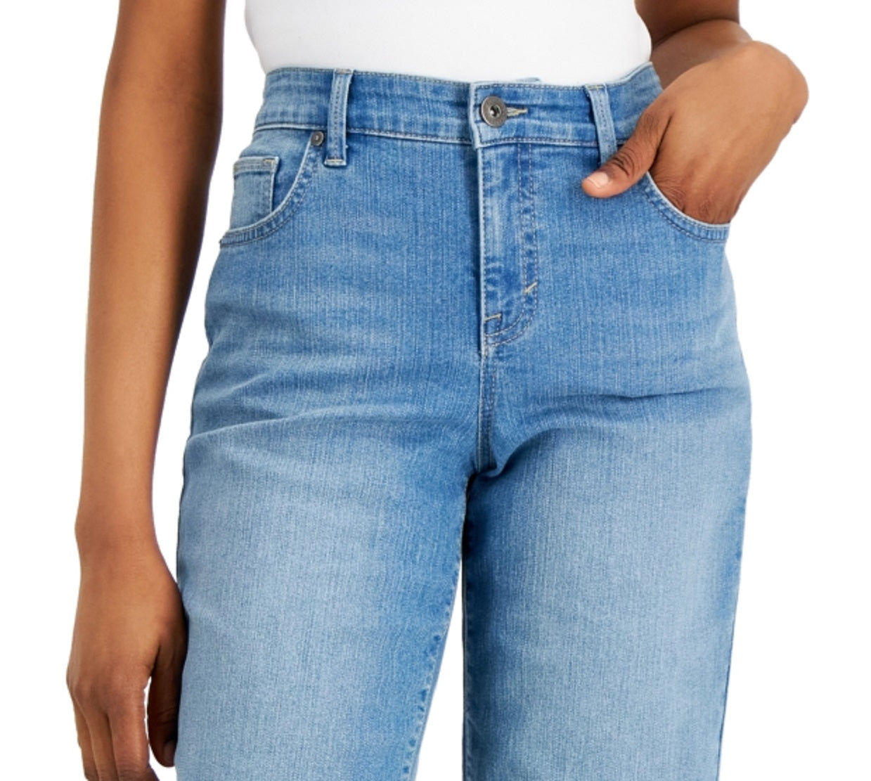 Style & Co Women's Mid Rise Raw Hem Bermuda Shorts Blue Size 10 Petite