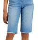 Style & Co Women's Mid Rise Raw Hem Bermuda Shorts Blue Size 10 Petite
