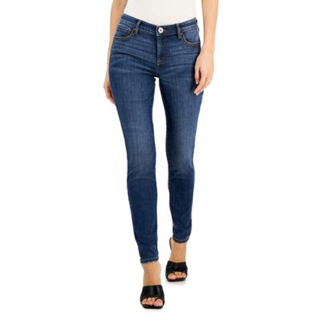 INC International Concepts Women's Mid Rise Skinny Jeans Blue Size 4
