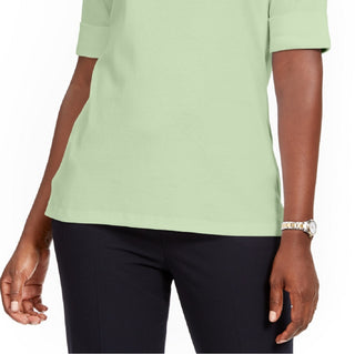 Karen Scott Women's Cotton Boat Neck Top Green Size X-Large