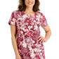 Karen Scott Women's Bali Printed Split Neck Dress Red Size XX-Large