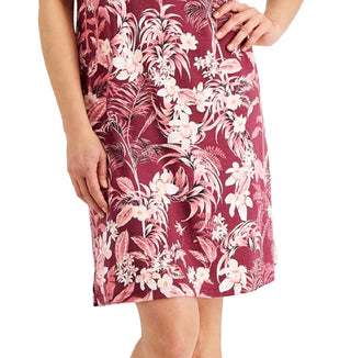 Karen Scott Women's Bali Printed Split Neck Dress Red Size XX-Large