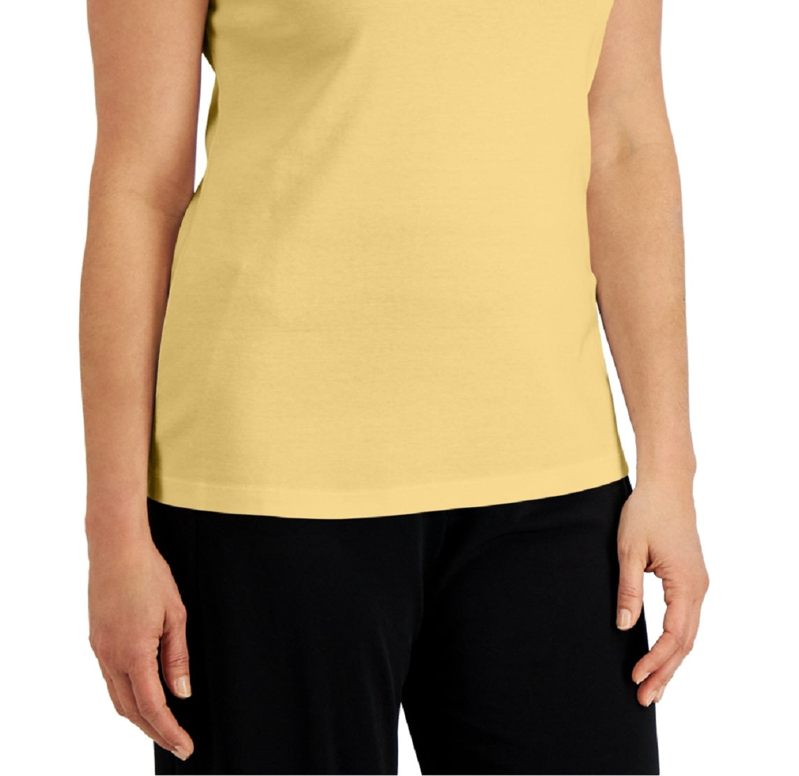 Karen Scott Women's Cotton Crisscross Tank Top Yellow Size Small