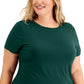 Alfani Women's Solid T-Shirt Green Size 0X