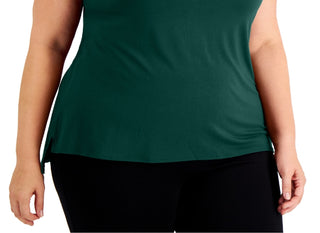 Alfani Women's Solid T-Shirt Green Size 0X