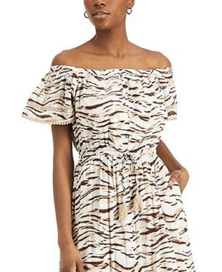 INC International Concepts Women's Tiger Print Midi Dress Brown Size Large