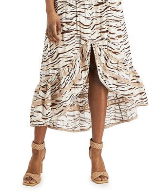 INC International Concepts Women's Tiger Print Midi Dress Brown Size Large