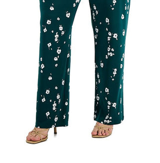 Alfani Women's Floral Print Pull On Pants Green Size 3X