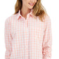 Style & Co Women's Cotton Gingham Boyfriend Shirt Pink Size Petite Small