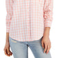 Style & Co Women's Cotton Gingham Boyfriend Shirt Pink Size Petite Small