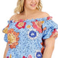 INC International Concepts Women's Cotton Off The Shoulder Top Blue Size 4X
