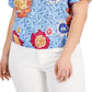 INC International Concepts Women's Cotton Off The Shoulder Top Blue Size 4X