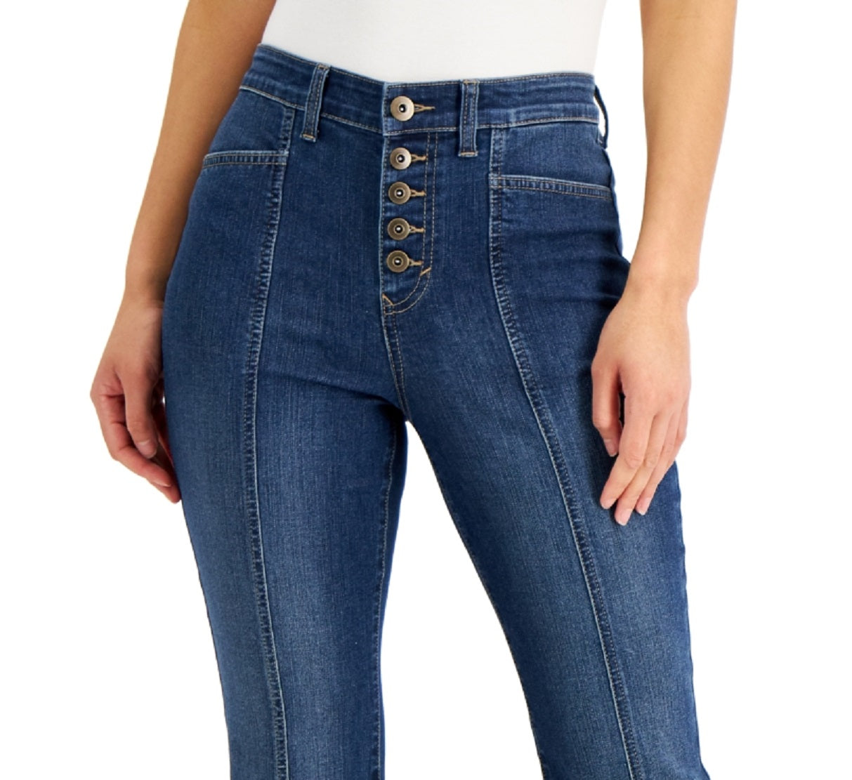 Style & Co Women's Button Fly Cropped Jeans Blue Size 12