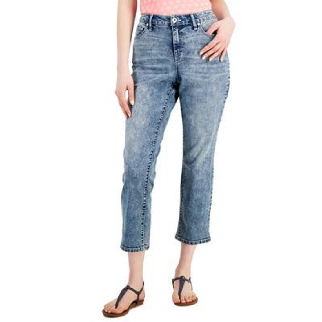 Style & Co Women's Curvy Cuffed Capri Jeans Blue Size 12