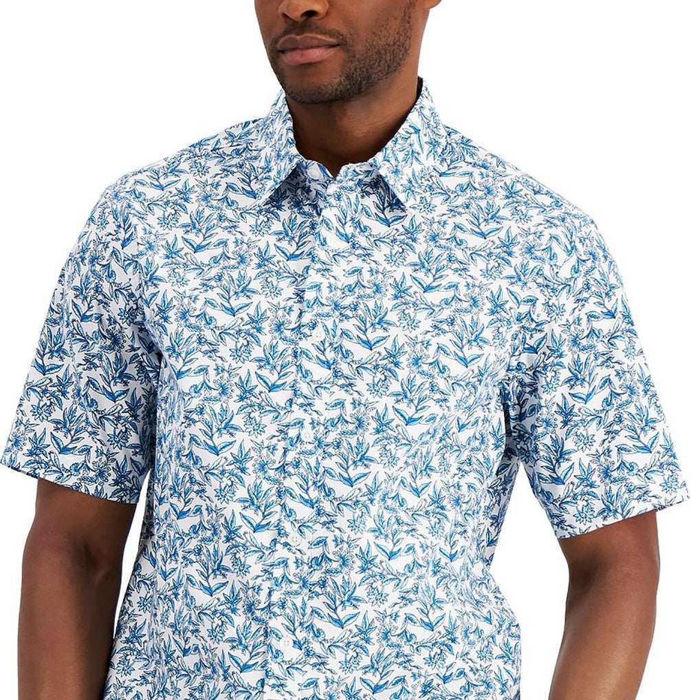Club Room Men's Baha Floral Print Shirt Blue Size Large