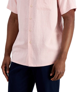 Club Room Men's Textured Shirt Pink Size Large