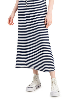 Style & Co Women's Printed Cinch Waist Maxi Dress Blue Size Small