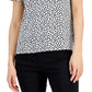 Alfani Women's Printed Crewneck T-Shirt Black Size Small