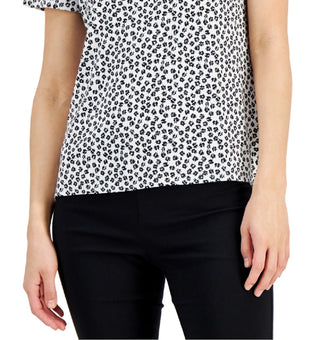 Alfani Women's Printed Crewneck T-Shirt Black Size Small