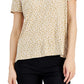 Alfani Women's Printed V Neck T-Shirt Brown Size X-Large