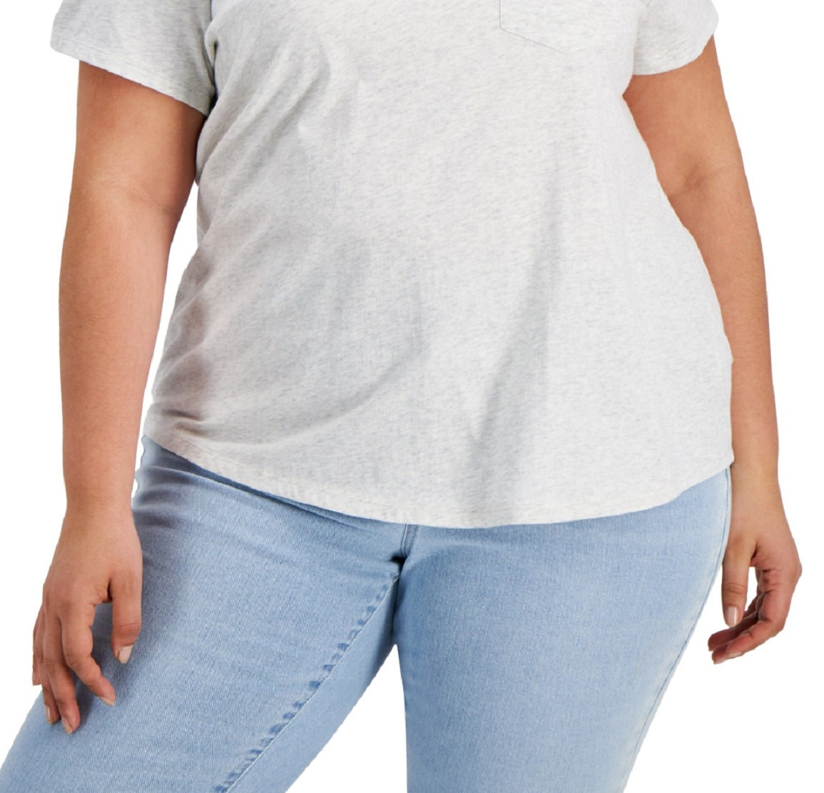 Style & Co Women's Cotton Solid V Neck Top Gray Size 0X