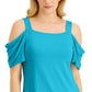 JM Collection Women's Cold Shoulder Top Blue Size X-Large