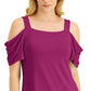 JM Collection Women's Cold Shoulder Top Purple Size Medium
