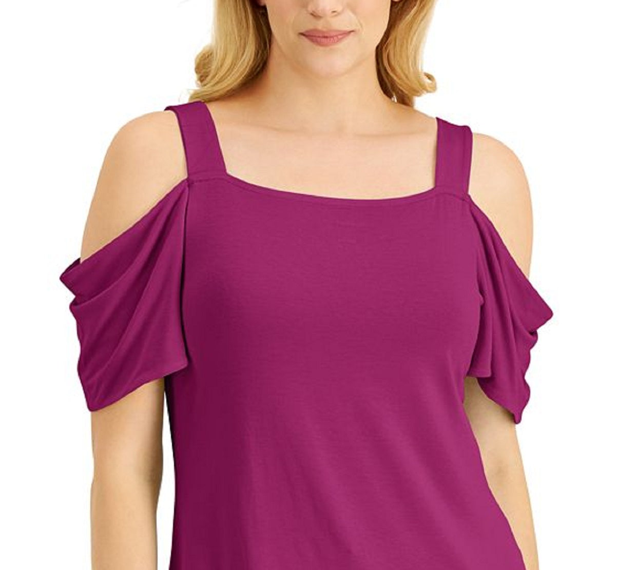 JM Collection Women's Cold Shoulder Top Purple Size Medium
