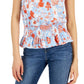 INC International Concepts Women's Printed Mock Neck Top Blue Size X-Large