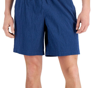 Alfani Men's Regular Fit Yarn Dyed Stripe Seersucker Shorts Blue Size X-Large