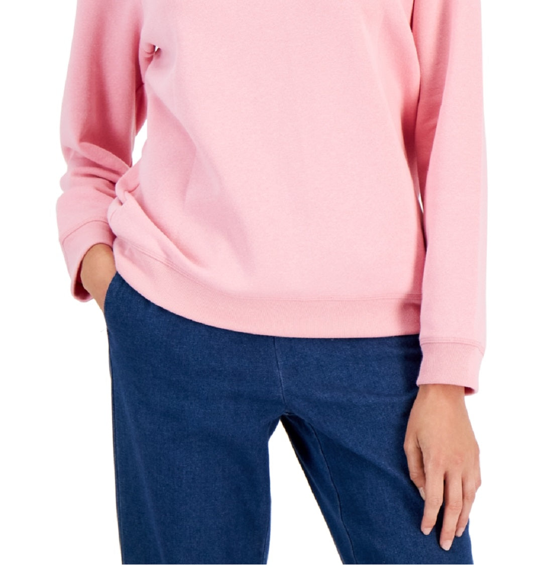 Karen Scott Women's Crew Neck Fleece Sweatshirt Pink Size Medium