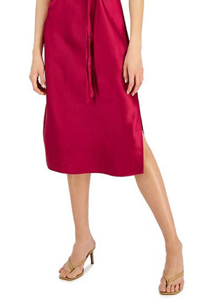 INC International Concepts Women's Side Slit Slip Dress Red Size Medium