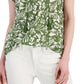 Style & Co Women's Printed Embroidered Tassel Tie Top Green Size Medium