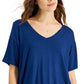 Style & Co Women's Drapey V Neck T-Shirt Blue Size X-Small